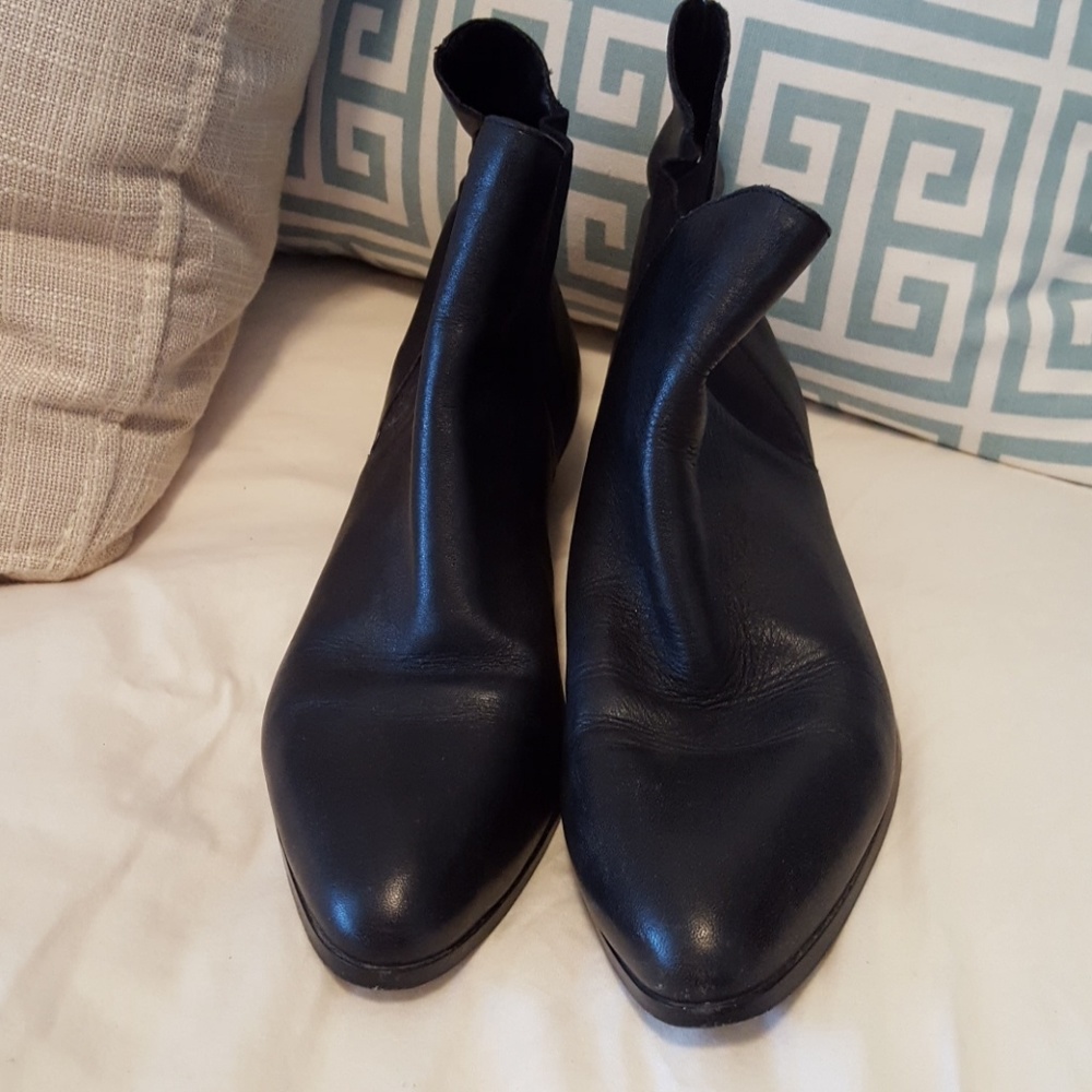 Vintage black leather ankle boots